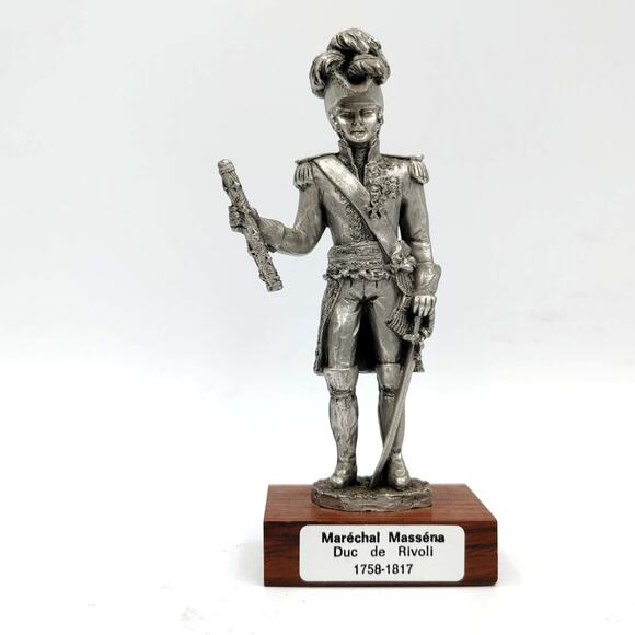 Les Etains du Prince Other - Les Etains du Prince Marechal Massena Pewter Figurine wooden base